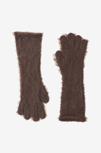 Gina Tricot Hansker Hairy Gloves Brun