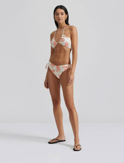 Malina Blanka Printed Drawstring Bikini Bottoms - Red - XS