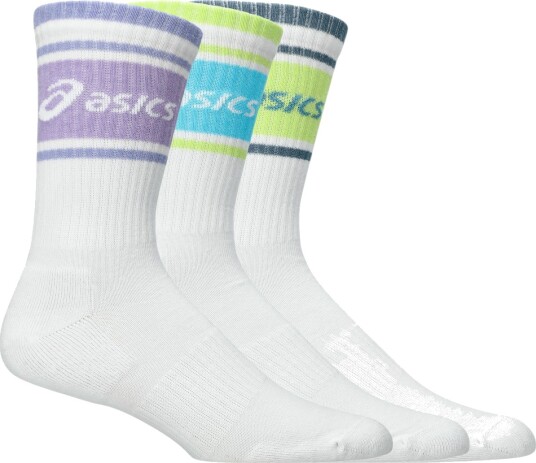 Asics 3 Pack Asics Logo Crew Sock Illuminate Yellow/energy Aqua/fresh Air M