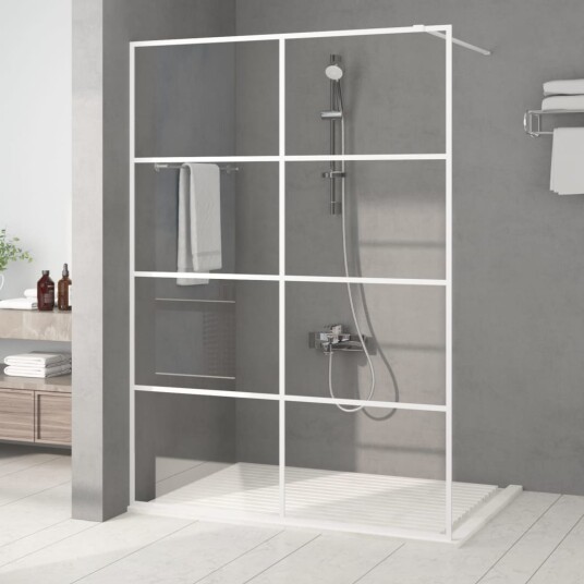 Dusjvegg hvit 140x195 cm klart ESG-glass
