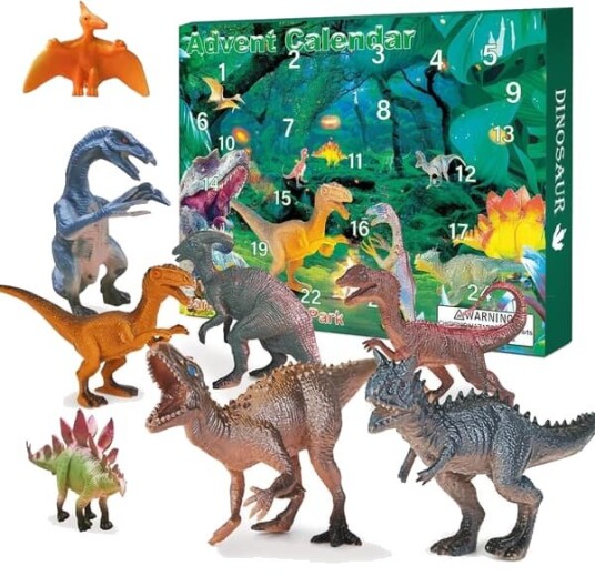 Adventskalender 2026 – Julekalender 24 dagers nedtellingsoverraskelse med 24 dinosaurfigurer perfekt julegave for dinosaurelskere