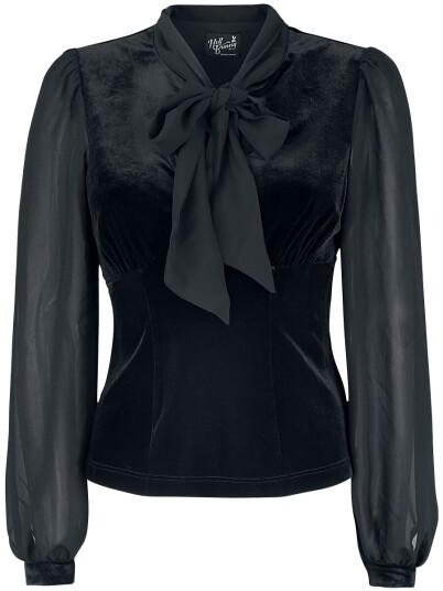 Hell Bunny Rockabilly Bluse Gabriella Top XS til 4XL Damer svart
