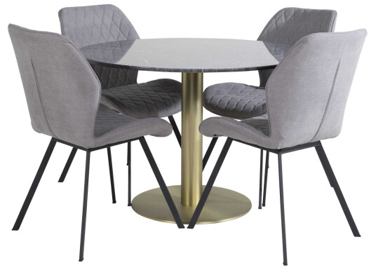 Venture Design Estelle & Gemma spisegruppe Svart/grå 4 st stoler & bord 106 cm
