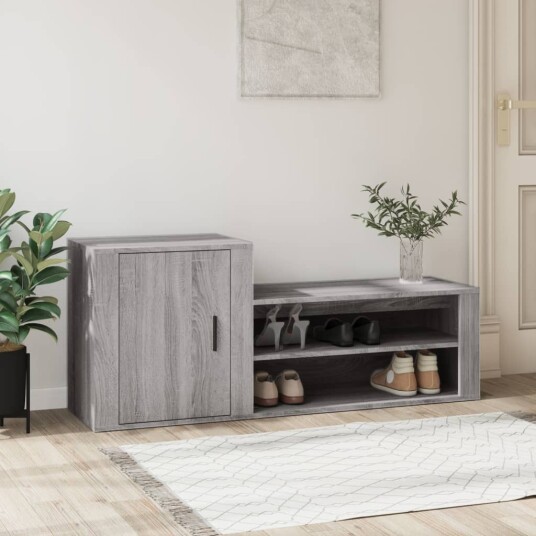 vidaXL Skoskap gr? sonoma 130x35x54 cm konstruert tre