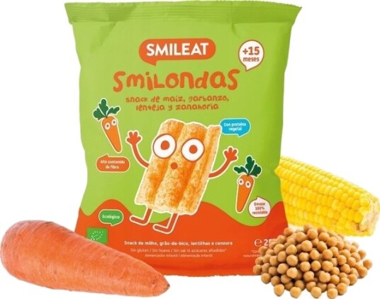 Smileat Bio* Smilondas Snacks Med Kikerter Mais Og Linser Gulrot 25 G