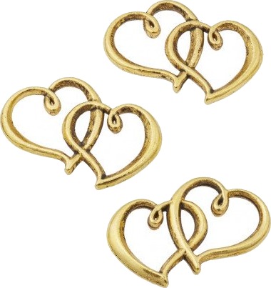 Diverse Smykkevedheng Charms Hjerte Metall Gull 31X22Mm 10 Stk