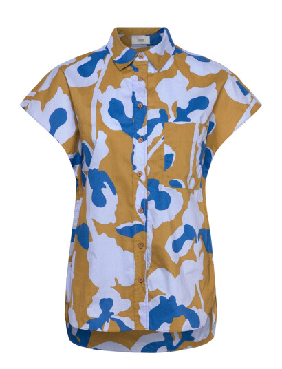 Closed Short Sleeve Shirts & Blouses Oceanic Blue   Multi/patterned   XXS