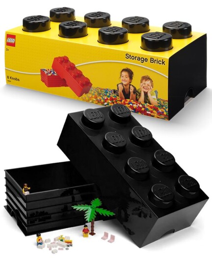 LEGO Storage Brick 8 oppbevaringsboks med lokk 50 x 25 cm black