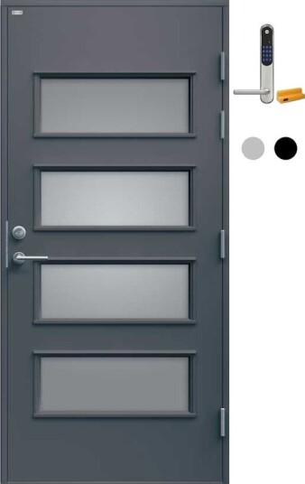 Ytterdør Diplomat Ebba Sotet Glass med Yale Doorman Classic Home