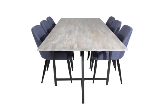 Venture Design Jepara & Plaza spisegruppe Grå/blå 6 st stoler & bord 250 x 100 cm