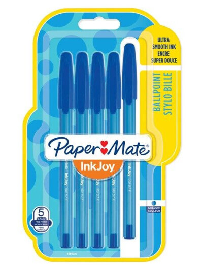 Paper Mate InkJoy 100ST Ballpoint Pens  Fine Point 0.7mm  Blå  5 Count
