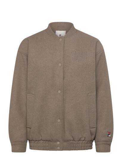 FILA Como Oversized Felted Varsity Jacket Brown S