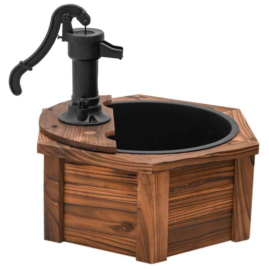 vidaXL Vannfontene med pumpe 57x57x53 cm heltre gran