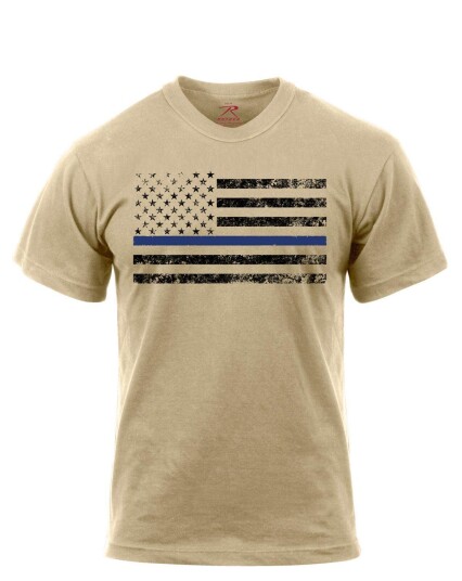 Rothco T skjorte Desert Sand Thin Blue Line Svart flagg Beige Rothco T skjorte Desert Sand Thin Blue Line Svart flagg Beige