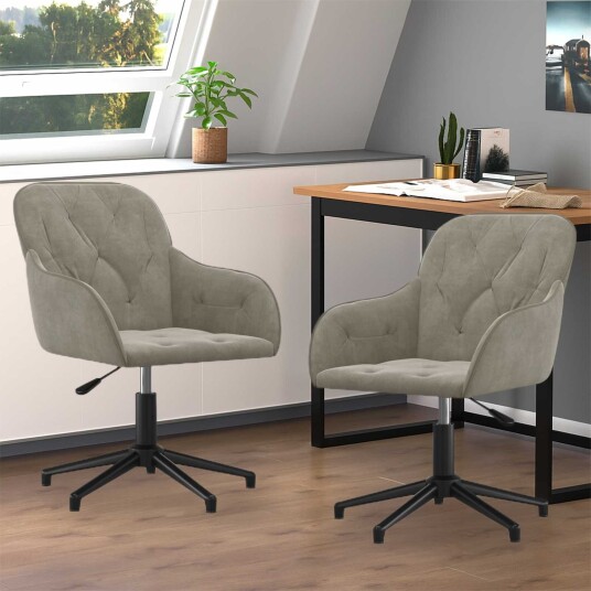 vidaXL Spisestuestol 2 stk. Fløyel 55 x 59,5 x 77 cm Lysegrå vidaXL Spisestuestol 2 stk. Fløyel 55 x 59,5 x 77 cm Lysegrå