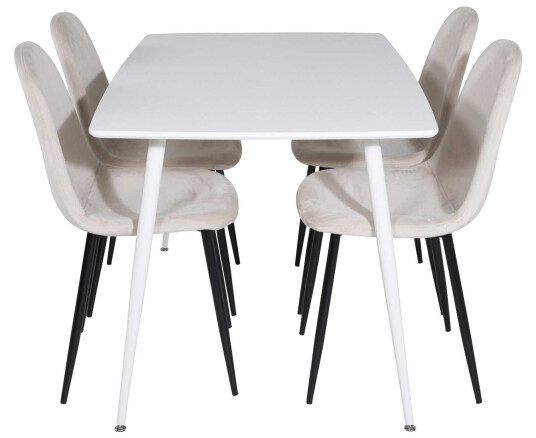 Venture Design Polar & Polar spisegruppe Hvit/beige 4 st stoler & bord 120 x 80 cm