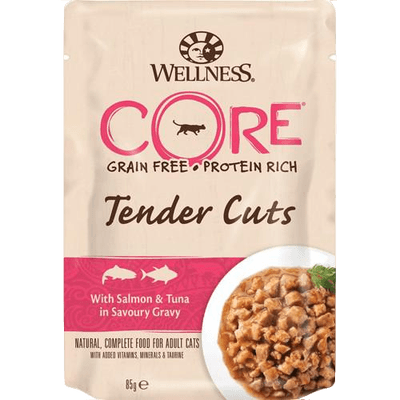 Cat Adult Tender Cuts Laks Og Tunfisk I Velsmakende Saus Våt 8 X 85 G Katt Kattefôr Våtfôr Core Petfood