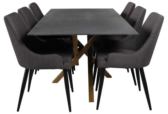 Venture Design Piazza & Plaza spisegruppe Grå/grå 6 st stoler & bord 180 x 90 cm