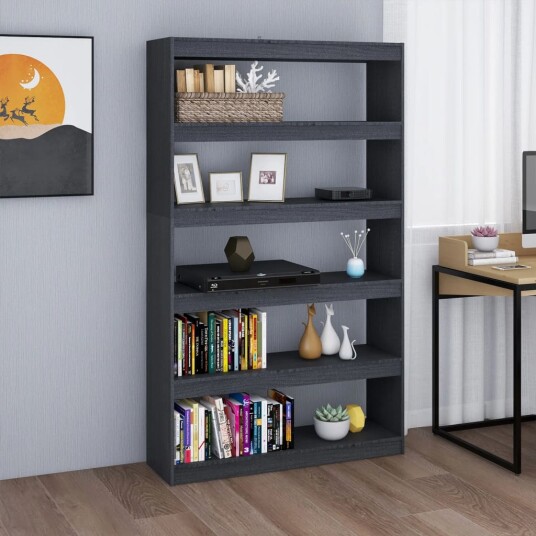 vidaXL Bokhylle/romdeler gr? 100x30x167,5 cm heltre furu