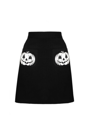 Hell Bunny  Goth Kort skjørt Skelli Skirt XS til XXL Damer svart hvit