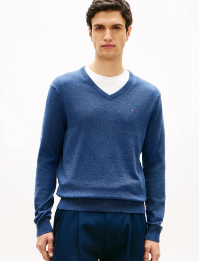 Tommy Hilfiger Essential Cotton V Neck Navy S