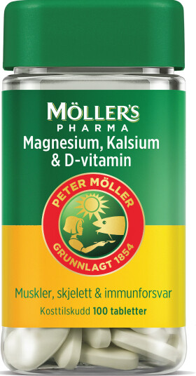 Möller's Pharma Magnesium, Kalsium & D-vitamin tabletter, 100 stk.