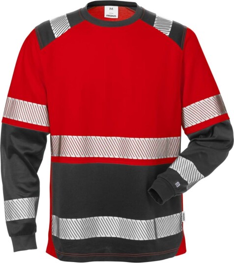Fristads T-Shirt Lång Ärm 7457 Thv Klass 2 Varselröd/svart Xl