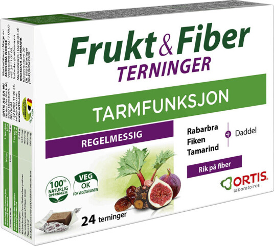 Frukt & Fiber Ortis Frukt & Fiber Tyggetabletter/Terning 24 st 24 Stk. Frukt & Fiber Ortis Frukt & Fiber Tyggetabletter/Terning 24 st 24 Stk.
