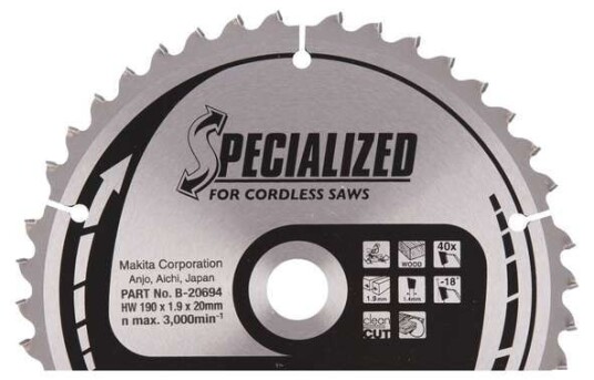 Makita Sagblad Hm 190x20mm 40t Ls0714, Bls713