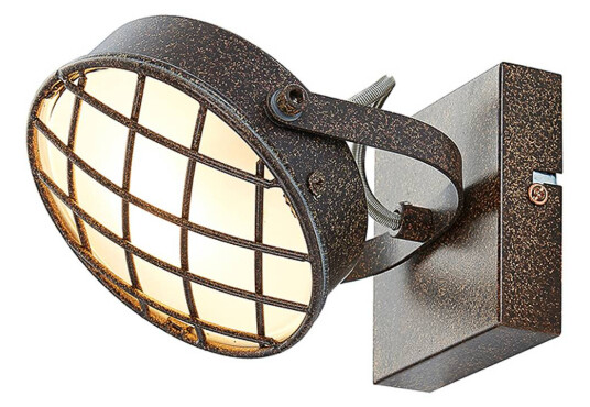 Lindby Rustfarget LED-vegglampe Tamin, industriell