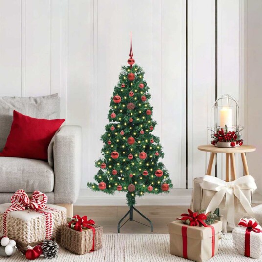 Hjørne Kunstig Jul Tre med 150 LED grønn 120 cm PVC og metall
