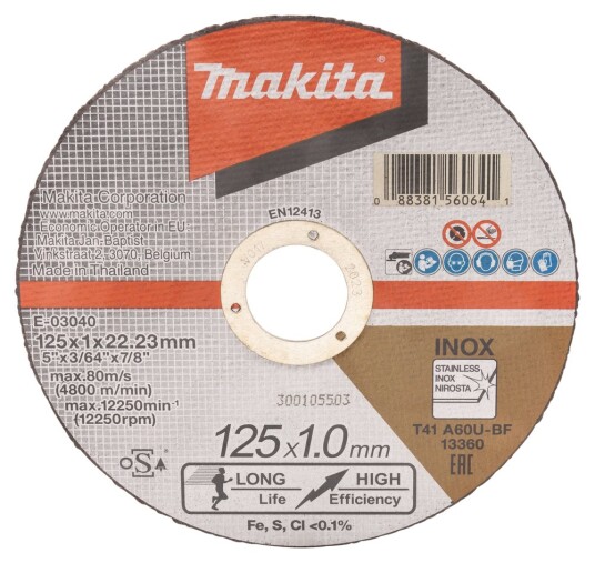 Makita 125 mm Kappeskive A60u 12-pakk for Elektroverktøy