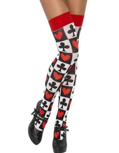 Heart & Clover Red/White/Black Strømper