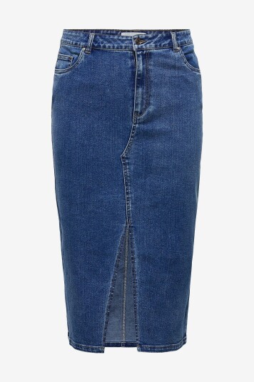 Only Carmakoma - Denim skjørt carSiri Front Slit Skirt Dnm - Blå