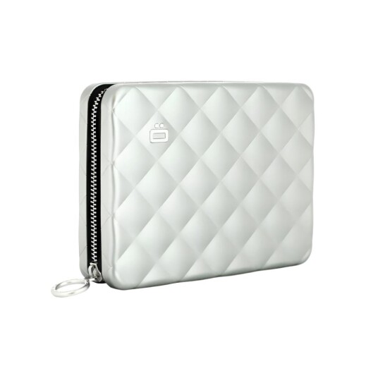Ögon Designs - Quilted Aluminium zipper lommebok/mini clutch Silver