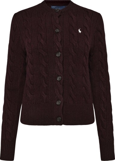 Polo Ralph Lauren Cable Knit Wool Cashmere Cardigan Burgundy XL