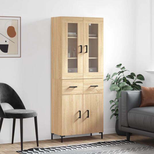 vidaXL Highboard sonoma eik 69,5x34x180 cm konstruert tre 8720845479541
