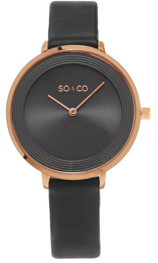 So & Co New York Dameklokke 5204L.4 Madison Grå/Lær Ø36 mm