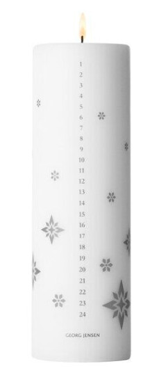 Georg Jensen Jul 2024 kalenderlys 6x5 cm hvit/sølv
