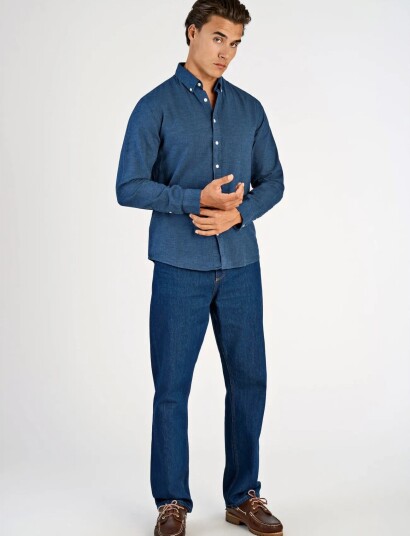 Lindbergh Linen/Cotton Shirt L/S Navy XXL