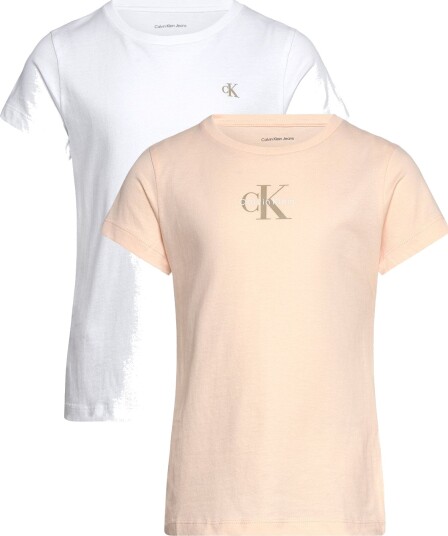 Calvin Klein 2 Pack Slim Monologo T Shirt   Pink   128