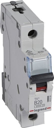 Legrand 10 stk TX³ MCB automatsikring B20 1P 1M 6/6kA