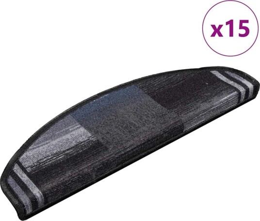 vidaXL Selvklebende trappematter 15 stk svart og grå 65x21x4 cm