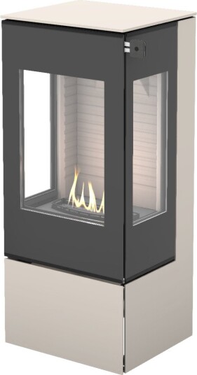 Nexo 100 sand frittstående biopeis med sideglass og glassdør Nexo 100 sand frittstående biopeis med sideglass og glassdør