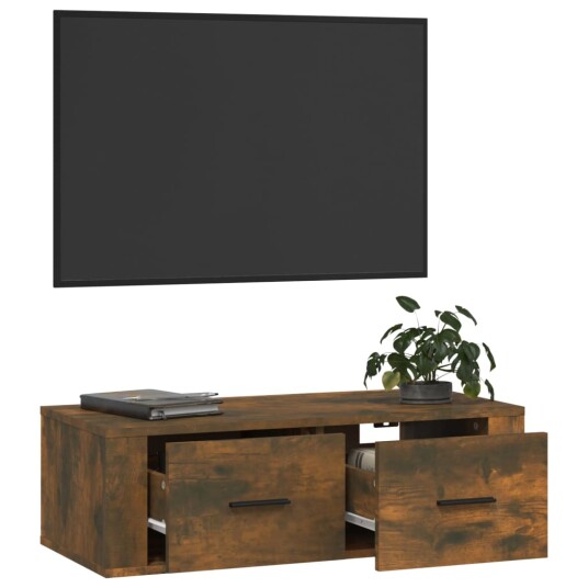vidaXL Hengende TV benk røkt eik 80x36x25 cm konstruert tre vidaXL Hengende TV benk røkt eik 80x36x25 cm konstruert tre