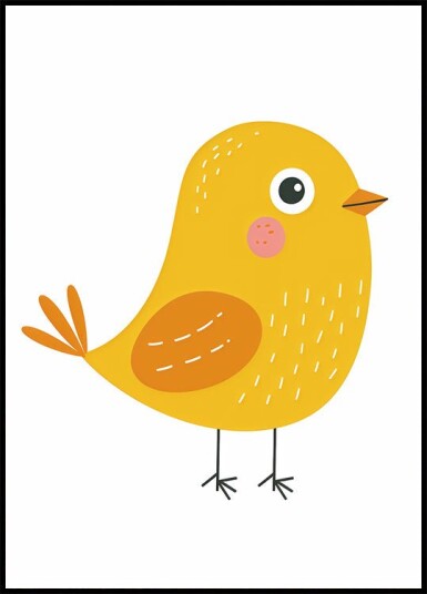 Cute Yellow Bird Illustration Plakat Plakat / 21x30cm