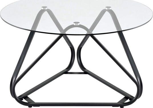 Glass salongbord – svart metallramme 80x80 cm
