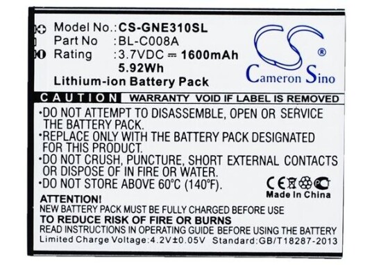 Gionee Batteri (1600 mAh 3.7 V) passende til Gionee E3T