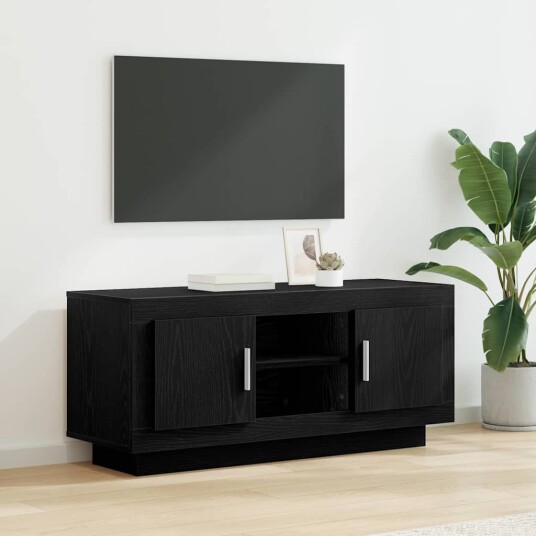 TV skap Svart Eik 102 x 35 x 45 cm Konstruert tre TV skap Svart Eik 102 x 35 x 45 cm Konstruert tre