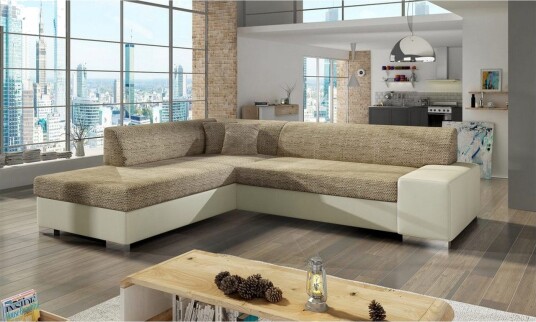 Seksjonssofa Eltap Porto 278x217x74 cm Berlin 03 Myk 33 Beige Venstre